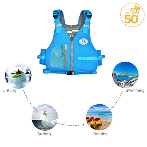 Foto von Schwimmlernweste Erwachsene, Schwimmhilfe, Festtoffweste ideal für den Wassersport, Kajak, Bootfahren, Schnorcheln (Blue, S)