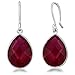 Gem Stone King 925 Sterling Silver Created Red Ruby Dangle Earring 12.00 Cttw Pear Shape 16X12MM