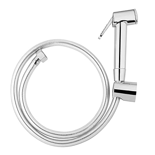 Image of ABS Health Faucet Jet Spray Gun with 1 Meter Flexible Hose & Wall Hook | Chrome Finish Toilet Jet Spray for Bathroom Hygiene, Leak-Proof & Easy Installation (1Set)