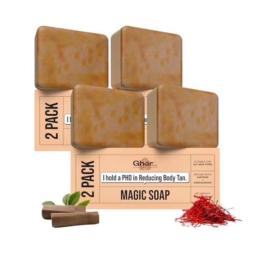 Ghar Soaps Sandalwood & Saffron Magic Soaps For Bath (100 Gms Pack Of 4) | Paraben Free | Chandan & Kesar Bath Soap | Handmade Soaps For Glowing | Skin Brightening Soap For Men & Women