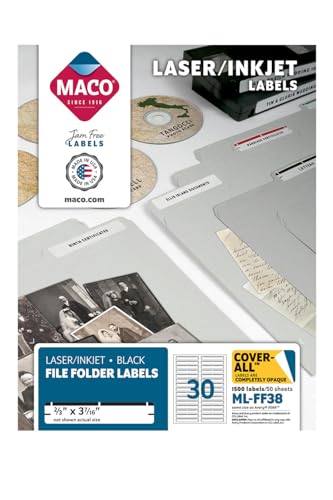 Étiquettes de bureau MACO ML-FF38 pour organiser vos dossiers à la maison
