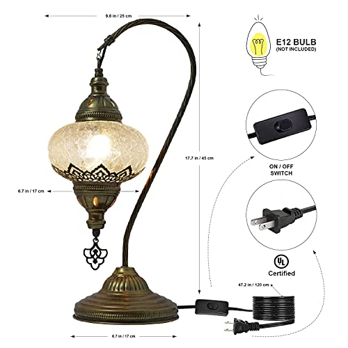 Mozaist Turkish Lamp, Swan Neck Mosaic Table Lamp thumb #2