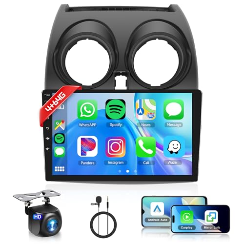4G+64G Android Autoradio pour Nissan Qashqai 2006-2016 9 Pouces Carplay sans Fil Radio avec Android Auto Mirror Link GPS Navi Bluetooth WiFi/FM/RDS/EQ/SWC/USB...