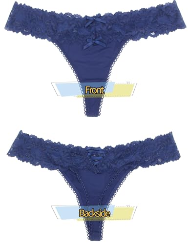 Image of ohyeah Sexy Lace G-String Thongs Panties Low Rise Underwear Undies for Women Cotton Crotch Cheeky Tangas Panties 4-18