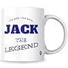 Designs of note! The Man, The Myth, The Legend Jack Mug | Funny Personalised Name Coffee Cup for Him | Gift for Men and Boys Named Jack (Blue) #2