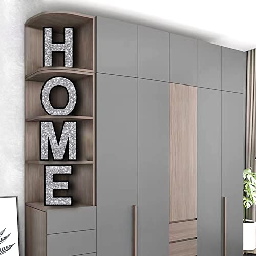 Xihacty Home Signs For Home Décor, Crystal Crushed Diamond Decorative Letters For Wall Decor, Black Home Words Freestanding For Home Décor For Front Porch, Mantel, Tabletop, Shelf. (Home ) #TOP4