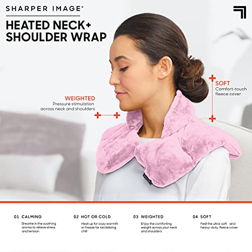 Image of Sharper Image Heated Neck&Shoulder Wrap-Microwavable Warm&Cooling Plush Pad,Scented Aromatherapy (100% Natural Lavender &Herb Spa Blend),Pain Tension Headache Relief Therapy,Gift for Women (Pack of 8)