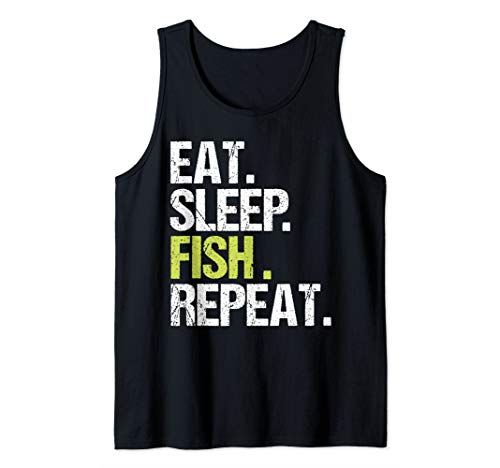 Eat Sleep Fish Repeat Shirt Fishing Fisherman Angling Gift Tank Top