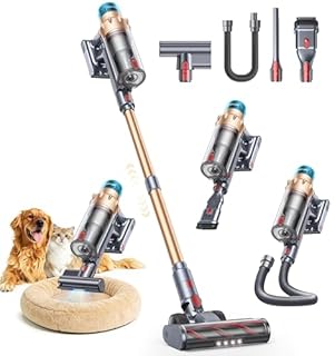 Cordless Vacuum Cleaner, 55KPA 650W 70Mins Stick Vacuum Cleaners for Home with Motorized Bed Brush, Flexible Hose, LED Touchscreen, Auto Mode, Self-Standing & Wall Mount, for Pet Hair Carpet Floor