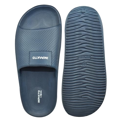 Image of Impakto By Ajanta Sliders for Men || Waterproof & Everyday Flip Flops for Gents || Slippers with Cushion Foot Bed || Anti-Slip Sole || Sweat Free || Super Flexible