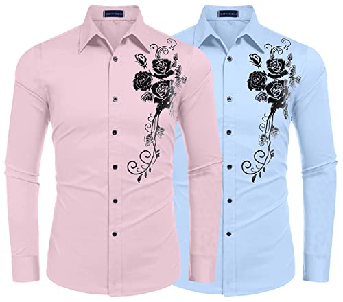 Image of Zombom Men's Regular Fit Cotton Blend Printed Full Sleeve Casual Shirts