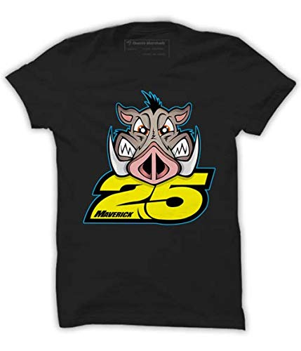 Quote MarshalsMaverick Vinales Round Neck Black Cottan T-Shirt for Men's