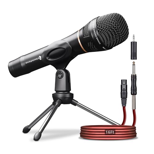 SonixForce Dynamic Microphone - Professional Vocal Microphone for Singing - Handheld Wired Microphone with 16ft XLR to 1/4