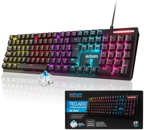 Teclado Gamer Mecânico RGB Translúcido – Switch Azul Outemu, ABNT...