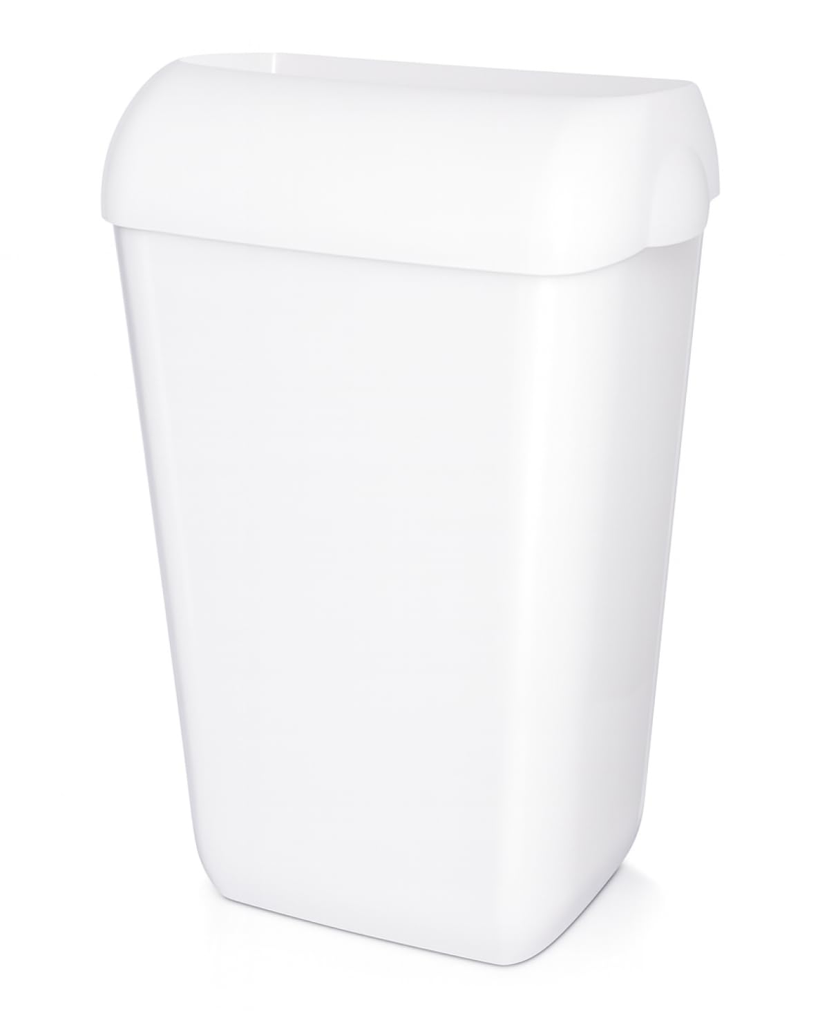 Premium BIN Abfallbehälter 25 Liter Weiß | ABS-Kunststoff, Einwurfwölbung, Deckel & Wandhalterung inkl., für Sanitärraum, Büro, Küche & WC