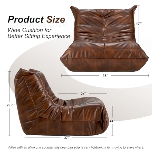 Hobestluk YS02-036 Bean Bag Chair Giant Bean Bag Sofa Memory Foam Bean Bag Chairs For Adults, Bean Bag Sofa Sack Faux Leather Bean Bag thumb #1
