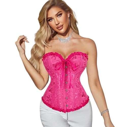 Corset Corpete Corselet Reduz e Modela Cintura Valoriza Busto Linha Casual Floral Rosa Pink M605