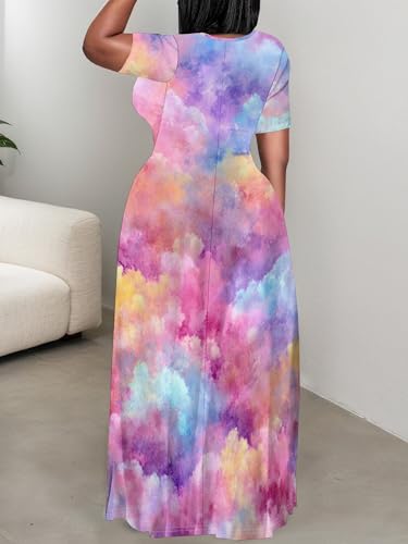 Image of Plus Size Maxi Dresses for Curvy Women T-Shirt Summer Sun Dresses Loose Fit