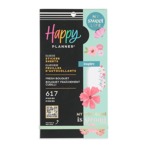 Happy Planner Sticker Pack for Calendars Journals and Diary Planners Multicoloured Scrapbook Accessories Fresh Bouquet Theme Classic Size 30 Sheets 617 Total Stickers