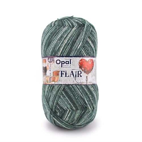 Opal Flair 4-Ply Yarn - Wool Blend, for Knitting Warm Socks, Sweaters, Hats, Gloves and Scarves, 11483 Grey, 1 x 100g