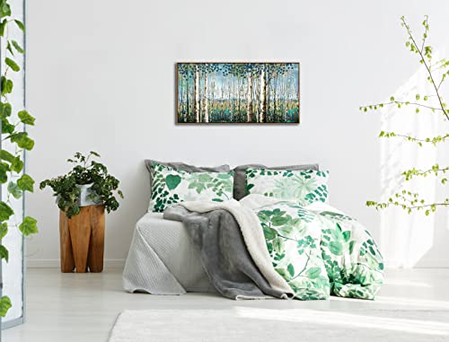 Image of Nature Wall Art Forest Art Canvas Wall Decor Green Tree Canvas Print Artwork Decor for Living Room Landscape Pictures for Bedroom Home Office Decorations 20x40IN
