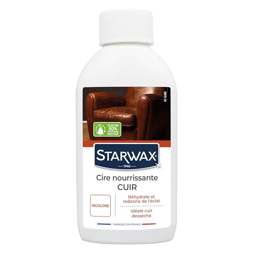 STARWAX - Cire nourrissante cuir - incolore - Réhydrate - Redonne de l'éclat - Idéal cuir desséché - A la lanoline et huile pied de bœuf - Fabriqué en...