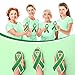 Kosiz 100 Pack Large Mental Health Awareness Ribbon Set 100 Green Ribbon Cutouts 2 Marker Pens 100 Wooden Clips with Ribbon Rope Mental Health Month Items for Public Charity Party Supplies