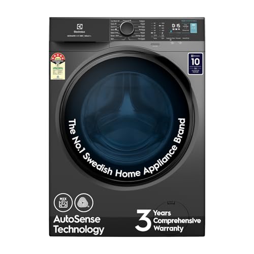 Image of Electrolux 9kg 5 Star Front Load Washing Machine, 3 Year Warranty, AutoSense Technology, Full Load Vapour Wash, Hygienic Care, Woolmark, EcoInverter Motor, UltimateCare 500, EWF9024R5SB, Dark Silver