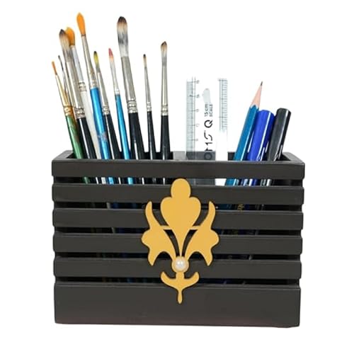 Image of Decorative Embossed Design Pencil and Pen Stand | Desk Organizer for Stationery Storage | Suitable for Office Desk, Study Table, Home and Workspace Use (Design 15)
