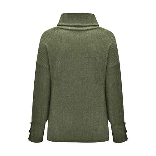 Blusa feminina de malha de crochê lisa para outono de inverno manga longa gola alta blusa blusa femi