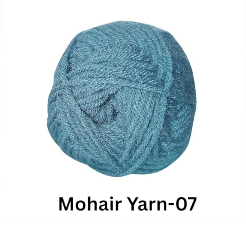 Image of VCR Mohair Nylon Dusty Blue Yarn, 100 Grams Hank, 196 Meters Length, Acrylic 75%, Mohair Nylon 25%, Pack of 1 Yarn, Soft Crosia Threads, Suitable for Winter Garments