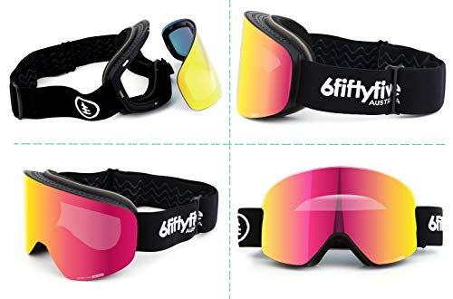 image for 6fiftyfive - Ski Goggles Men and Women - Frameless, Full REVO Coating,