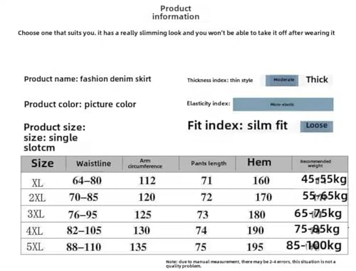 Women Slimming Elastic Waist Half-Length Skirt Plus Size Loose Mid-Length A- Line Denim Skirt Dark Blue 3XL4