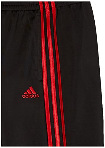 adidas Calça jogger clássica de tricô 3s com cintura elástica grande para meninos, Preto com vermelh