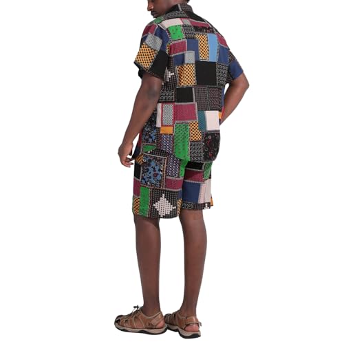 Mens Shirts and Shorts Set 2 Piece Tropical Outfit Floral Button Down Beach Suit4