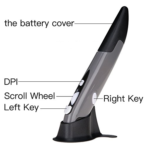 Lychee Wireless Optical Pocket Pen Mouse, 2.4Ghz Usb Wireless Optical Pen Mouse 800/1200/1600 Dpi Adjustable Handwriting Mini Air Mouse Mice For Pc Laptop Notebook Computer Mac (Grey) #TOP2