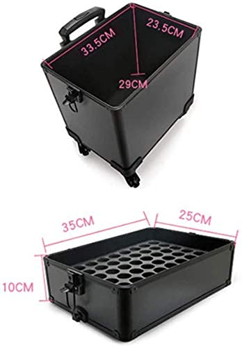 ADSON Professional Jumbo Vanity For Multi Function Artist Rolling Trolley Makeup Box Beauty Train Case Cosmetic Organizer (Full Black, 10 C) 3