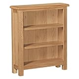Furniture Octopus Baysdale Rustic Oak Low Bookcase – Solid Wood 2 Shelf Unit – Compact Display or Storage Cabinet – Traditional Oak Finish - Fully Assembled