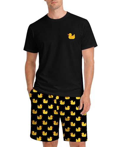 Image of Yoimira Mens Soft Pajama Set Short /Long Sleeve 2 Piece PJs with Pockets | Men's short /long sleeve pajama set, soft 2 piece PJs with pockets for sleepwear, loungewear, relaxing at home and nightwear