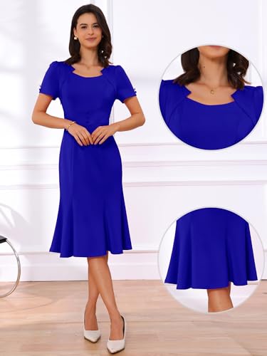 Image of Allegra K Vintage 50s Dress for Women's Retro Cocktail Work Mermaid Midi Dress