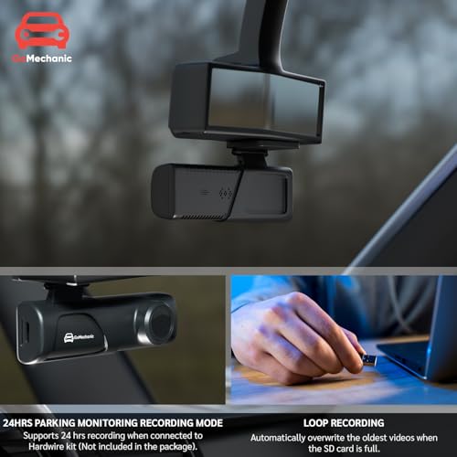 Image of GoMechanic Car DashCam with 2K + 4MP Front & 1080p + 2MP Rear HD Recording, 3.7 inch LCD Touch Screen