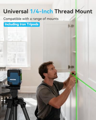 Image of Laser Level with Tripod, RockSeed Cross Line Laser with Self-Leveling, Vertical and Horizontal Line, Rotatable 360 Degree, Carrying Pouch, Battery Included