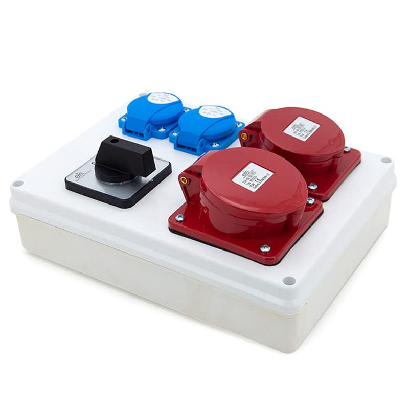 ELS Elektrotechnika Splitter da parete con 2 x 230 V + 1 x CEE 16 A + 1 x CEE 32 A + interruttore 0-1, cablato, pronto per essere collegato, per cantieri e fabbriche