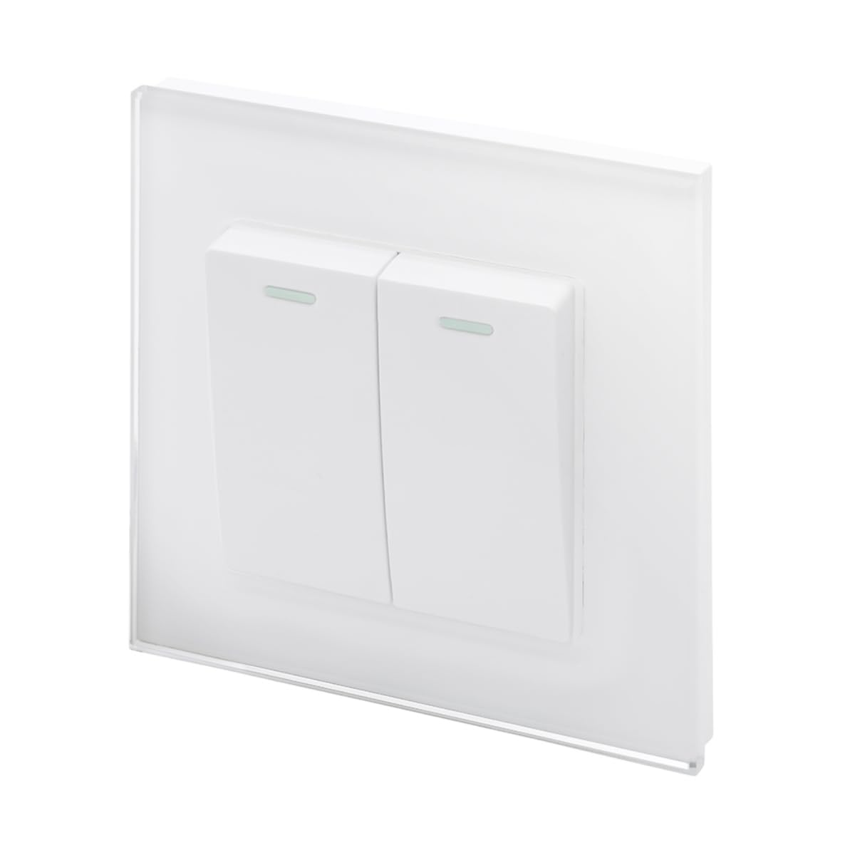 Retrotouch White Crystal Double Light Switch, Glass, 2-Way, 10Ax