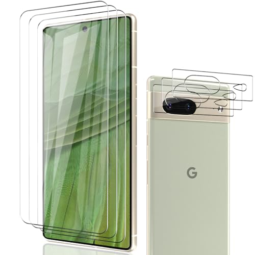 Phlleyaa Protector de Pantalla para Google Pixel 7,Cristal Vidrio Templado 3 Piezas y Protector de Lente de Cámara 3 Piezas,9H Dureza Anti-Arañazos para Google Pixel 7 Vidrio Templado