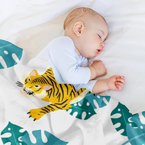 Couverture douce et confortable motif tigre pour lit et canapé