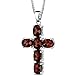 Garnet Cross Pendant Necklace Sterling Silver 6.00 Carats