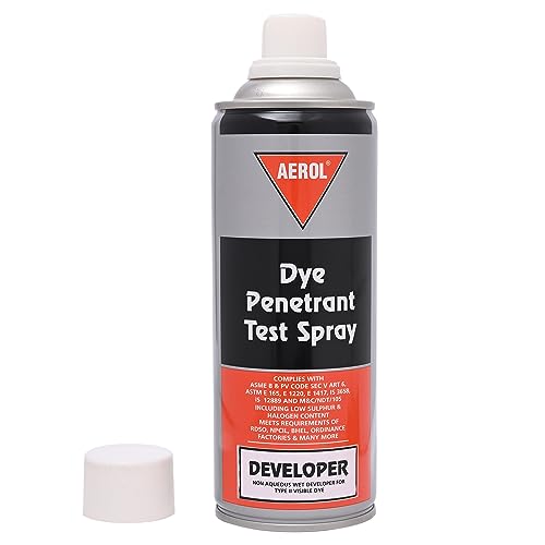 Image of Aerol Dye Penetrant Test (DPT) Spray Kit - 3 Cans Set (Red Dye Penetrant, Developer & Cleaner Sprays 400ml Each) for Liquid Penetrant Inspection