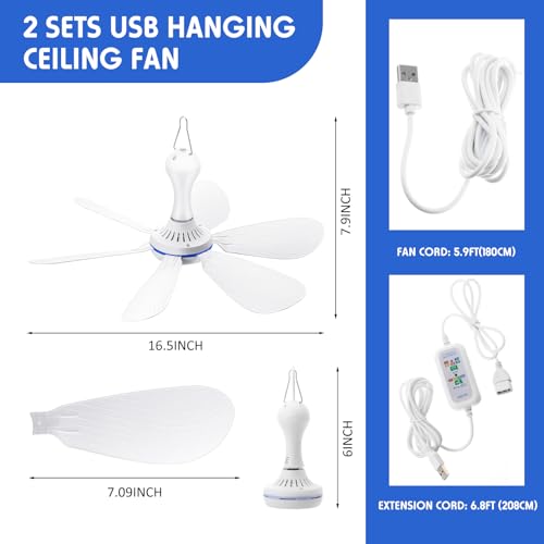 Ventilateur de plafond portable USB Glooglitter avec télécommande lot de 2 - 3