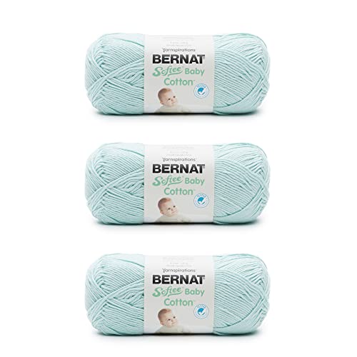 Image of Bernat Softee Baby Cotton Aqua Mist Yarn - 3 Pack of 120g /4.25oz - Blend - 3 DK (Light) - 254 Yards - Knitting /Crochet